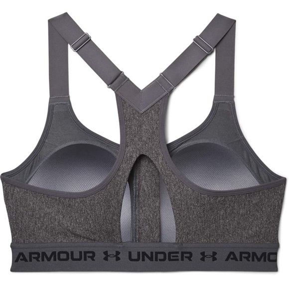(1724) Under Armour Women's High Crossback Heather Zip Bra Gray NWT - Picture 2 of 8